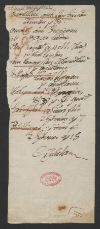 Auflistung von Musikalien : 02.02.1815