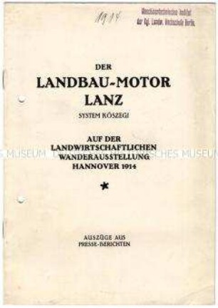 Auszüge aus Presse-Berichten über Landbau-Motoren