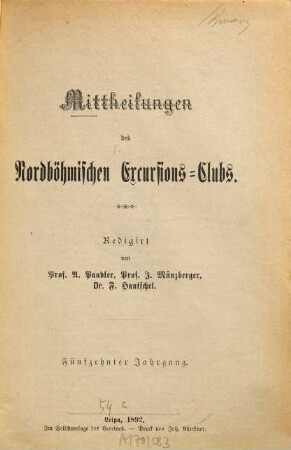 Mitteilungen des Nordböhmischen Excursions-Klubs. 15. 1892