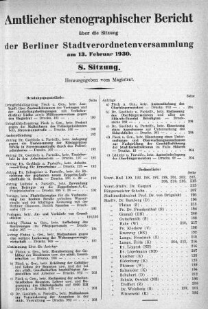 Sitzung 8, 13. Februar 1930