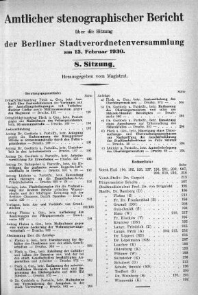 Sitzung 8, 13. Februar 1930
