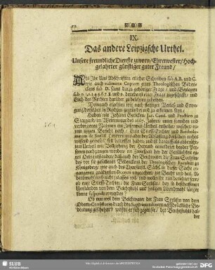 IX. Das andere Leipzigsche Urthel
