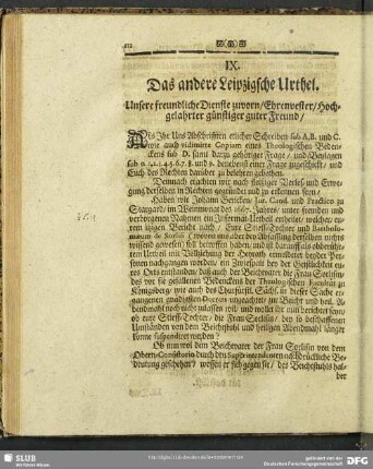IX. Das andere Leipzigsche Urthel