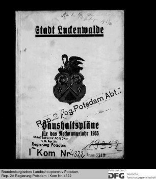 Haushaltsplan der Stadt Luckenwalde für das Rechnungsjahr 1935