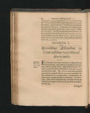 Membrum V. De Specialibus Actionibus ex Contractibus re, verbis vel literis initis.