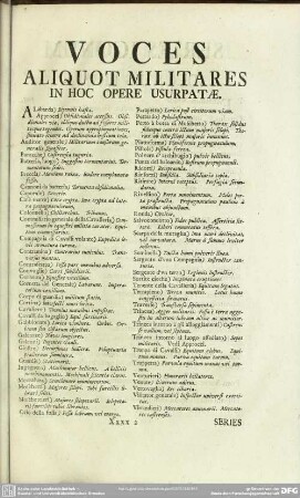 Voces Aliquot Militares In Hoc Opere Usurpatae