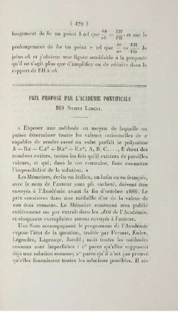 Prix proposé par l'académie pontificale des Nuovi Lincei.