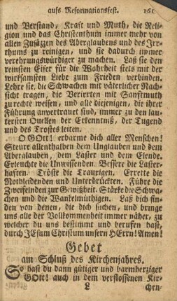 Gebet am Schluss des Kirchenjahres