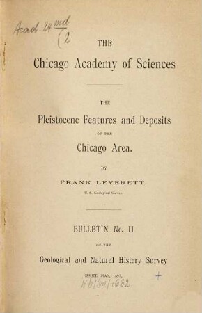 The Pleistocene features and deposits of the Chicago Area