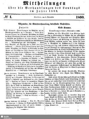 Allgemeine, die Ständeversammlung betreffende Nachrichten.