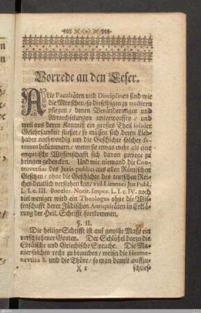 Vorrede an den Leser.