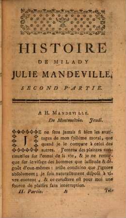 Histoire de Milady Julie Mandeville : Traduite de l'Anglois, 2