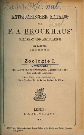 Antiquarischer Katalog von F. A. Brockhaus' Sortiment und Antiquarium in Leipzig. [53.] 1890