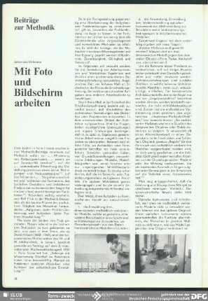 Mit Foto und Bildschirm arbeiten : Beiträge zur Methodik