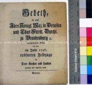 Gebet, welches anlässlich des Siebenjährigen Krieges in den Kirchen auf Geheiß von Friedrich II. König in Preußen gebetet und abgelesen werden soll