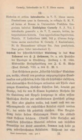 161-174 [Rezension] Cornely, Rudolf, Introductio generalis
