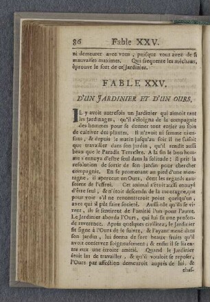 Fable XXV. D'un jardinier et d'un ours.