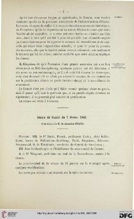 Séance du Comité du 7 février 1881