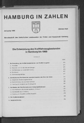 Die Entwicklung des Kraftfahrzeugbestandes in Hamburg bis 1966