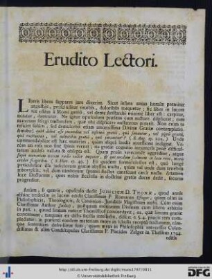 Erudito Lectori.
