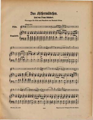 Compositionen berühmter Meister : für Flöte u. Pianoforte übertr., 5. Das Fischermädchen