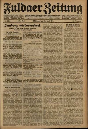 Erste Ausgabe vom Mittwoch, den 23. Juni 1915.