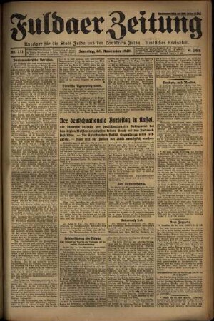 Erste Ausgabe vom Samstag, den 23. November 1929.