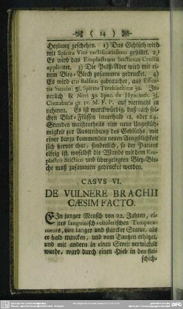 Causus VI. De Vulnere Brachii Caesim Facto