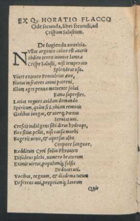 Ex Q. Horatio Flacco ... libri secundi ...