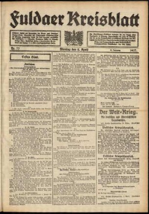Erste Ausgabe vom Montag, den 02. April 1917.