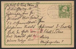 Brief an Ludwig Strecker  und B. Schott's Söhne : 27.03.1916