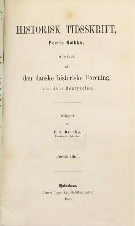 Historisk tidsskrift. 1. 1879