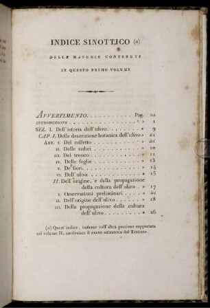 Indice Sinottico (a) Delle Materie Contenute In Questo Primo Volume