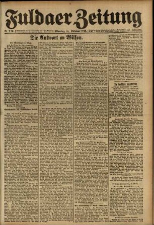 Ausgabe vom Montag, den 14. Oktober 1918.