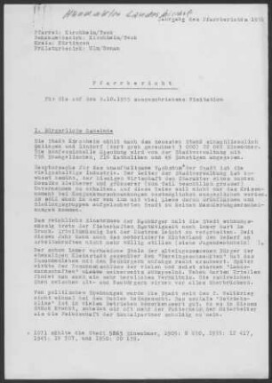 Kirchheim/Teck: Pfarrbericht 1955