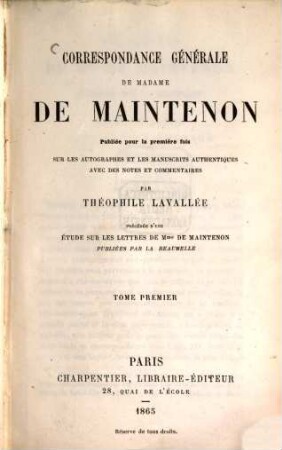 Correspondance générale, 1
