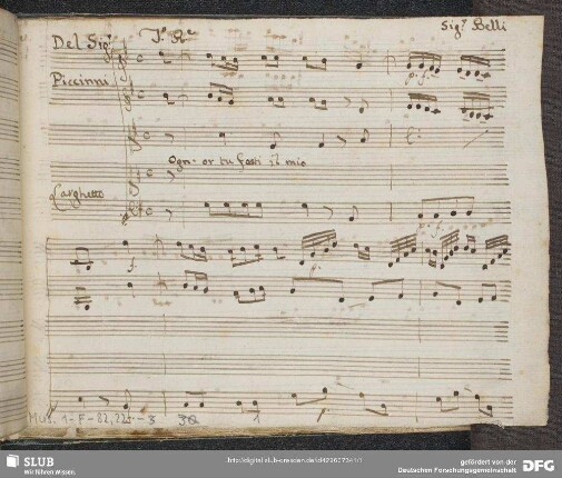 Ciro riconosciuto. Excerpts - Mus.1-F-82,22-3 : S, strings, b