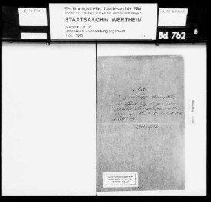 Geometrische Vermessung und Kartierung der gemeinherrschaftlich löwensteinischen Waldungen zu Steinbach und Michelrieth