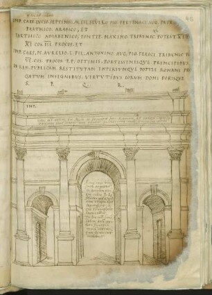 Zeichnung: Septimius-Severus-Bogen (Forum Romanum)