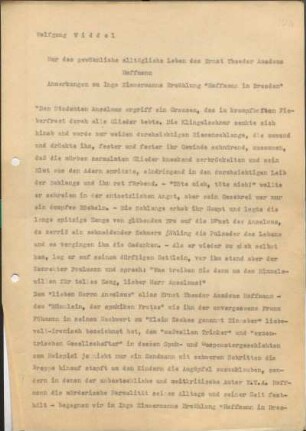 [W165]: Nur das gewöhnliche alltägliche Leben des Ernst Theodor Amadeus Hoffmann : Anmerkungen zu Ingo Hoffmanns Erzählung "Hoffmann in Dresden"