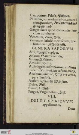 VIII. Dei et spiritvvm appellationes