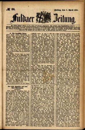 Ausgabe vom Freitag, den 08. April 1881.