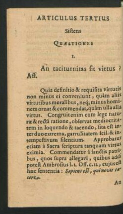 Articulus Tertius Sistens Quaestiones.