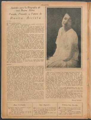 Apuntes para la biografía de una buena actriz : Pasado, presente y futuro de Rosita Arrieta