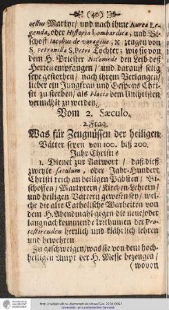 Vom 2. Saeculo.
