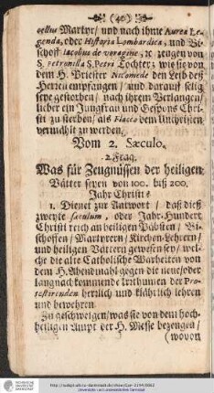 Vom 2. Saeculo.