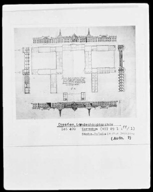 Warschau, Sächsisches Palais mit Fassadenaufriß