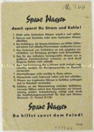 Merkblatt zum sparsamen Umgang mit Wasser