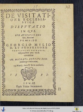 De Visitatione Ecclesiastica Dispvtatio