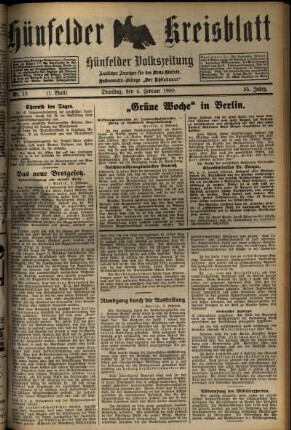 Erste Ausgabe vom Dienstag, den 04. Februar 1930.